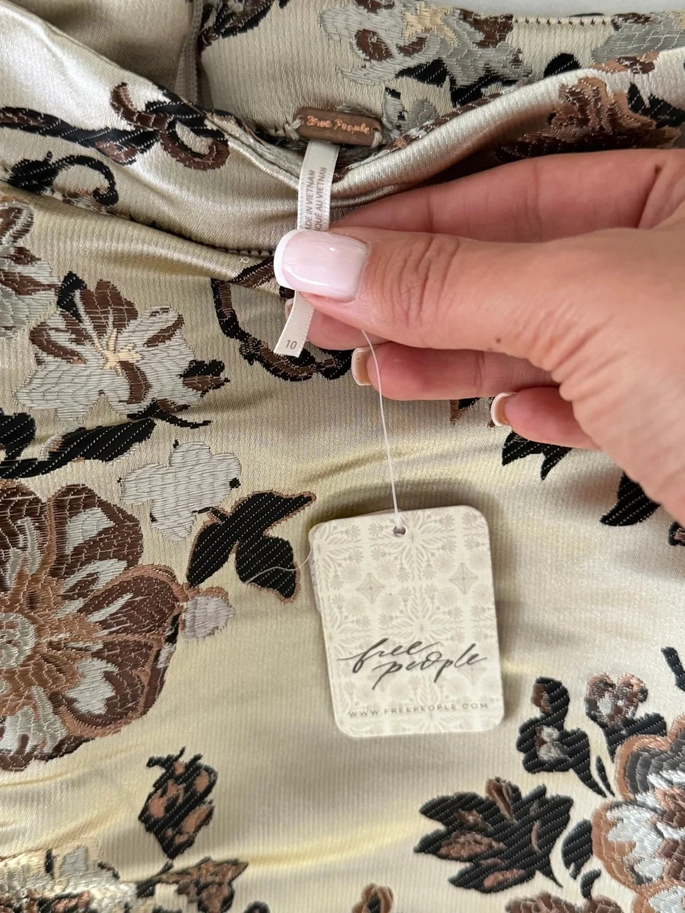 Free People Cream Floral Brocade Mini Skirt